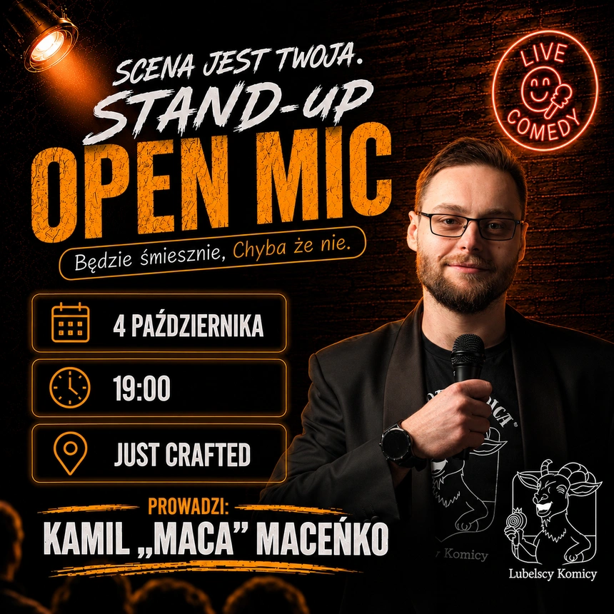 Stand-up Open Mic Lublin: Kamil „Maca” Maceńko w Just Crafted!